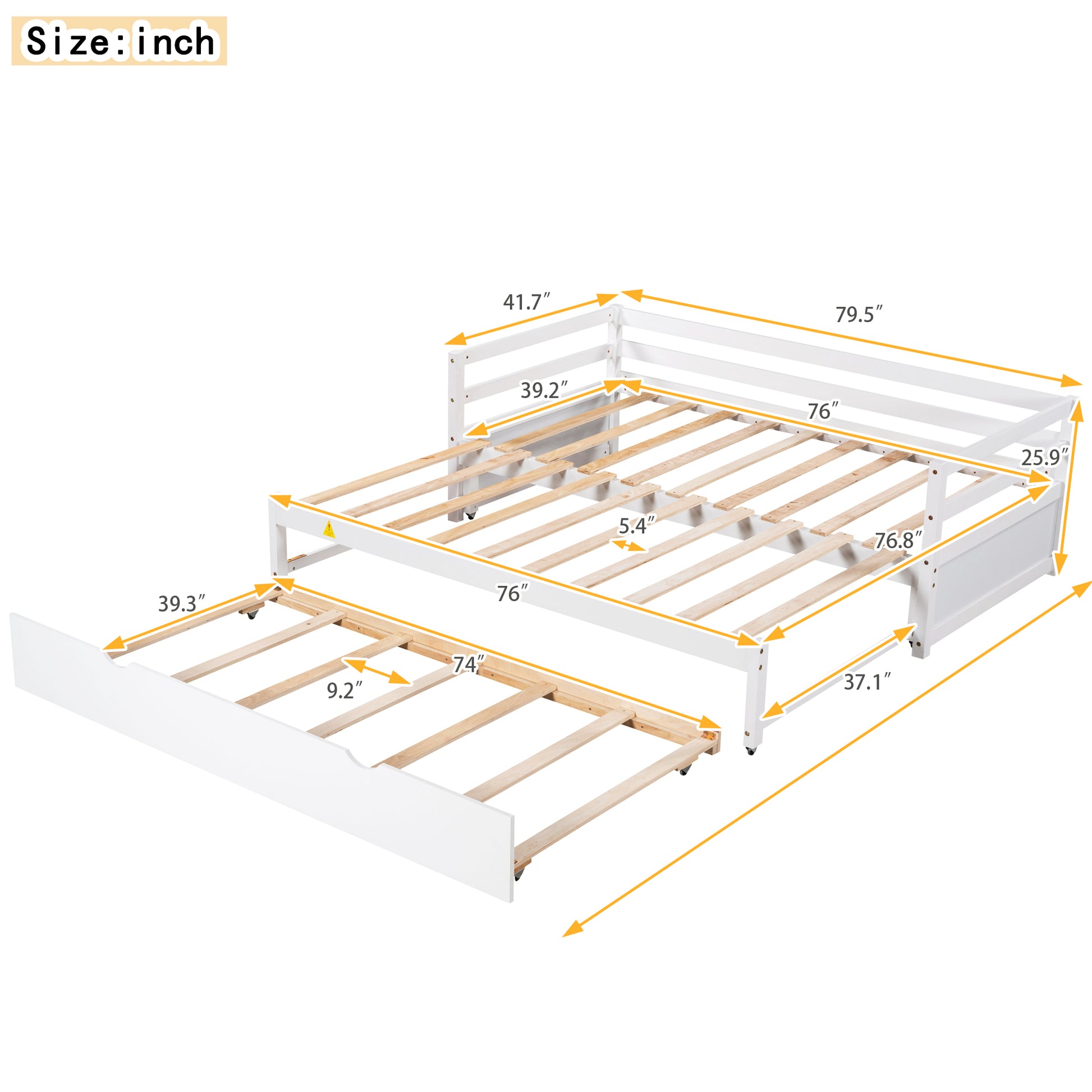 Twin Or Double Twin Daybed With Trundle,White Box Spring Not Required Twin White Wood Daybeds Pine