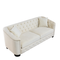 77 Inch Modern Chesterfield Velvet Sofa, 3 Seater Sofa, Upholstered Tufted Backrests With Arms And 2 Cushions For Living Room, Bedroom, Apartment, Office Beige Beige Primary Living Space American Design Foam Velvet 3 Seat