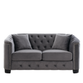 59 Inch Modern Chesterfield Velvet Sofa, 2 Seater Sofa, Upholstered Tufted Backrests With Arms And 2 Cushions For Living Room, Bedroom, Apartment, Office Grey Grey Primary Living Space Foam Velvet 2 Seat