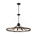 Sku:W1340P206642 8 Light Retro Farmhouse Chandelier For Kitchen, Living Room, Dining Room Red And Walnut No Bulbs Walnut Black Farmhouse Iron