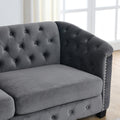 77 Inch Modern Chesterfield Velvet Sofa, 3 Seater Sofa, Upholstered Tufted Backrests With Arms And 2 Cushions For Living Room, Bedroom, Apartment, Office Grey Grey Primary Living Space American Design Foam Velvet 3 Seat