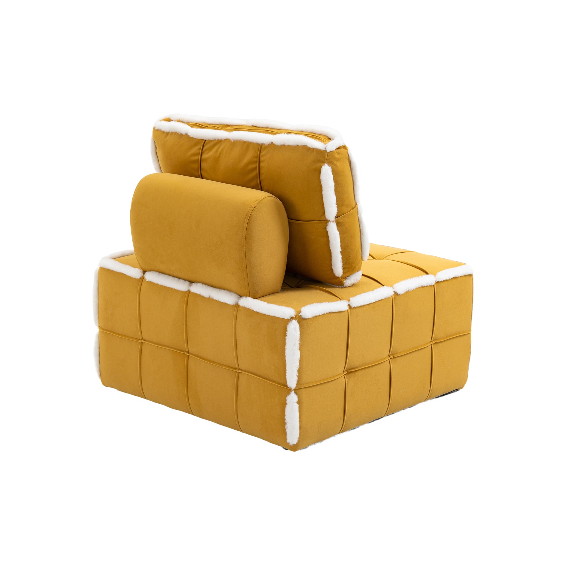 COOLMORE Upholstered Deep Seat Armless Accent Single mustard yellow-velvet