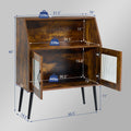 Sideboard, Bufft Cabinet, Side Dining Table, Glass Door, 1Pc Per Ctn, Brown, Industry Brown Mdf Glass