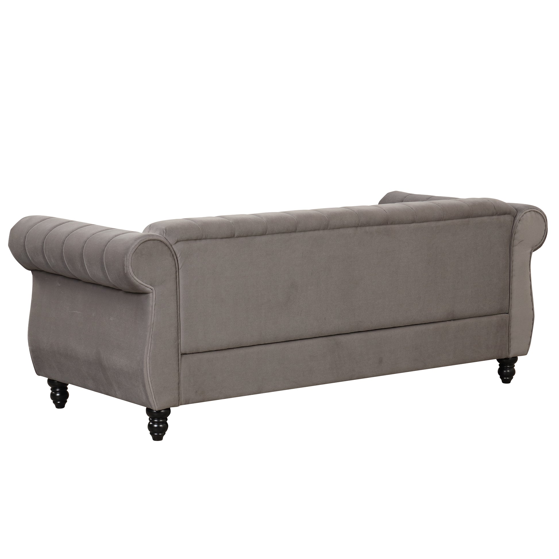 82.5" Modern Sofa Dutch Fluff Upholstered Sofa With Solid Wood Legs, Buttoned Tufted Backrest,Gray Gray Foam Polyester