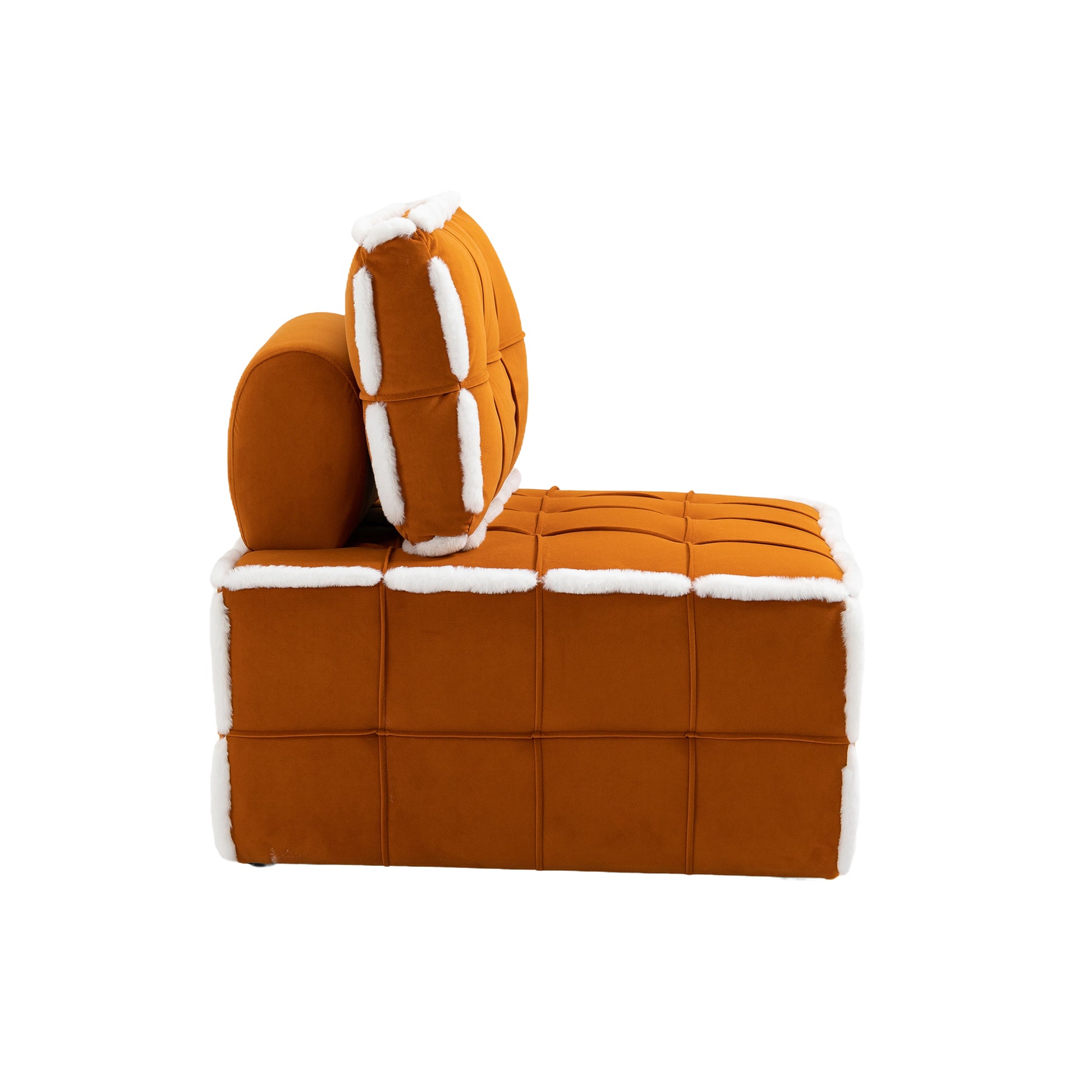 Coolmore Upholstered Deep Seat Armless Accent Single Lazy Sofa Lounge Arm Chair,Comfy Oversized Leisure Barrel Chairs For Living Room Office Meetingroom Aparment Bedroom Furniture Set Orange Velvet