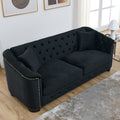 3 Seater 3 Seater Combination Sofa.Velvet Black Black Foam Velvet 6 Seat