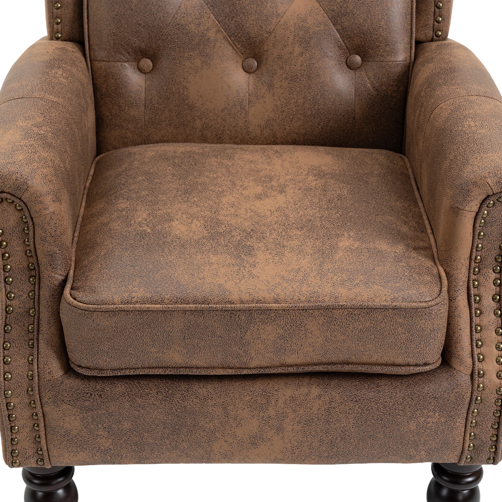 Coolmore Wood Frame Armchair, Modern Accent Chair Lounge Chair With Sturdy Wood Legs For Living Room Bedroom Coffee Pu Coffee Foam Microsuede