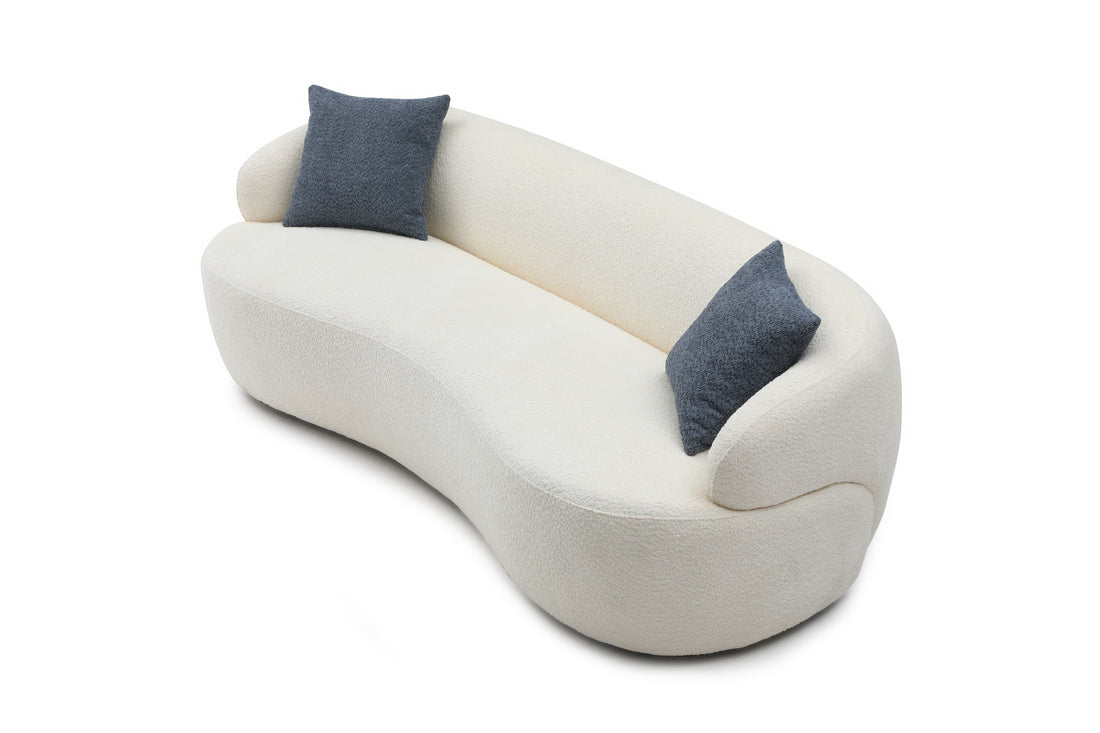 Mid Century Modern Curved Sofa, 3 Seat Cloud Couch Boucle Sofa Fabric Couch For Living Room, Bedroom, Office Beige Upholstered 3 Seat