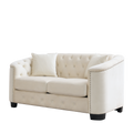 59 Inch Modern Chesterfield Velvet Sofa, 2 Seater Sofa, Upholstered Tufted Backrests With Arms And 2 Cushions For Living Room, Bedroom, Apartment, Office Beige Beige Primary Living Space Foam Velvet 2 Seat