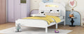 Twin Size Wood Platform Bed With Bear Shaped Headboard,Bed With Motion Activated Night Lights,White White Wood