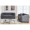3 Seater 3 Seater Combination Sofa.Velvet Grey Grey Foam Velvet 6 Seat