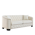 77 Inch Modern Chesterfield Velvet Sofa, 3 Seater Sofa, Upholstered Tufted Backrests With Arms And 2 Cushions For Living Room, Bedroom, Apartment, Office Beige Beige Primary Living Space American Design Foam Velvet 3 Seat