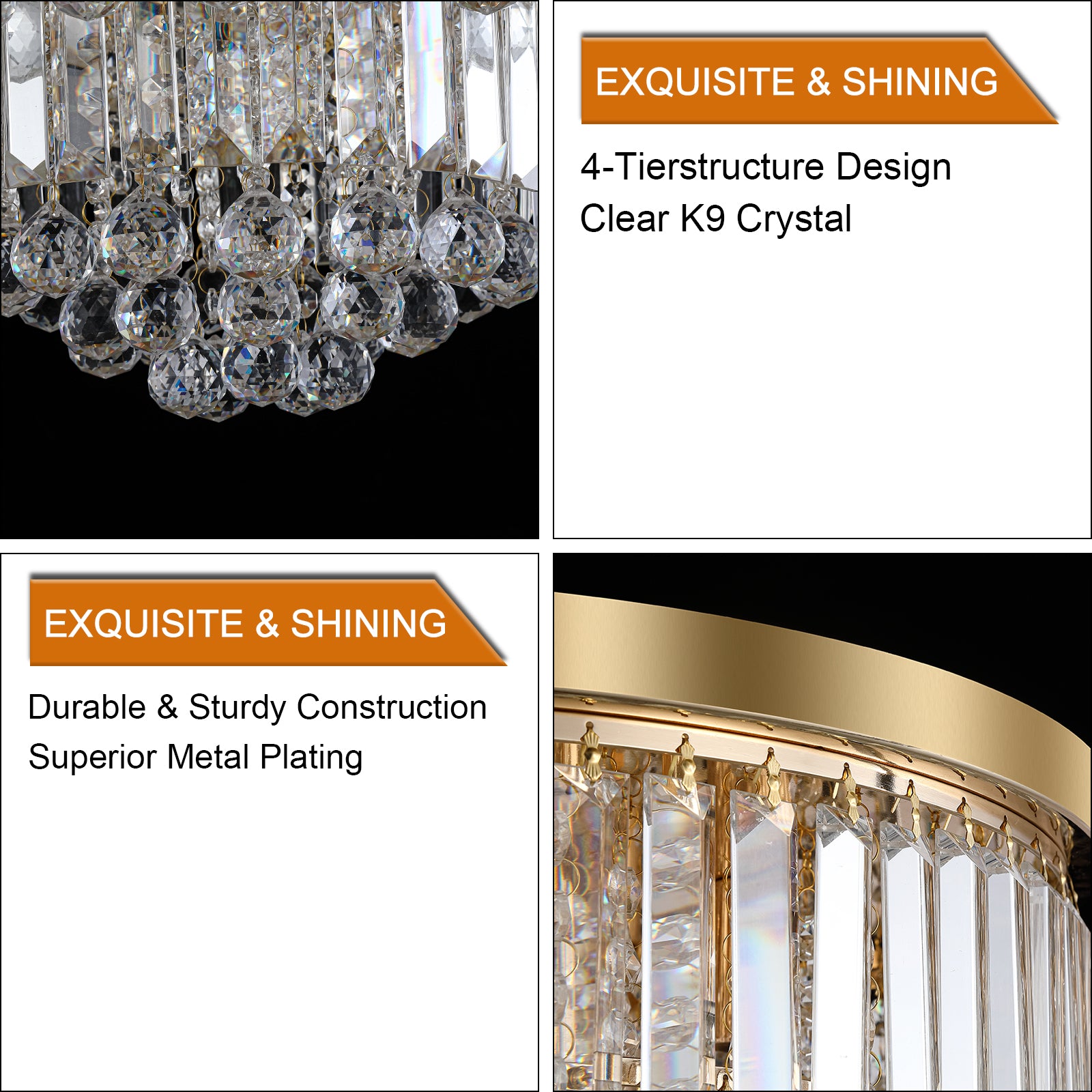 Gold Luxury Modern Style Crystal Lights,Large Ceiling Chandeliers,Dining Room,Living Room,Bedroom Gold Luxury Crystal