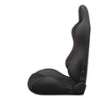 2PC Universal Bucket Racing Seats Red Stitch Red PVC black-pvc