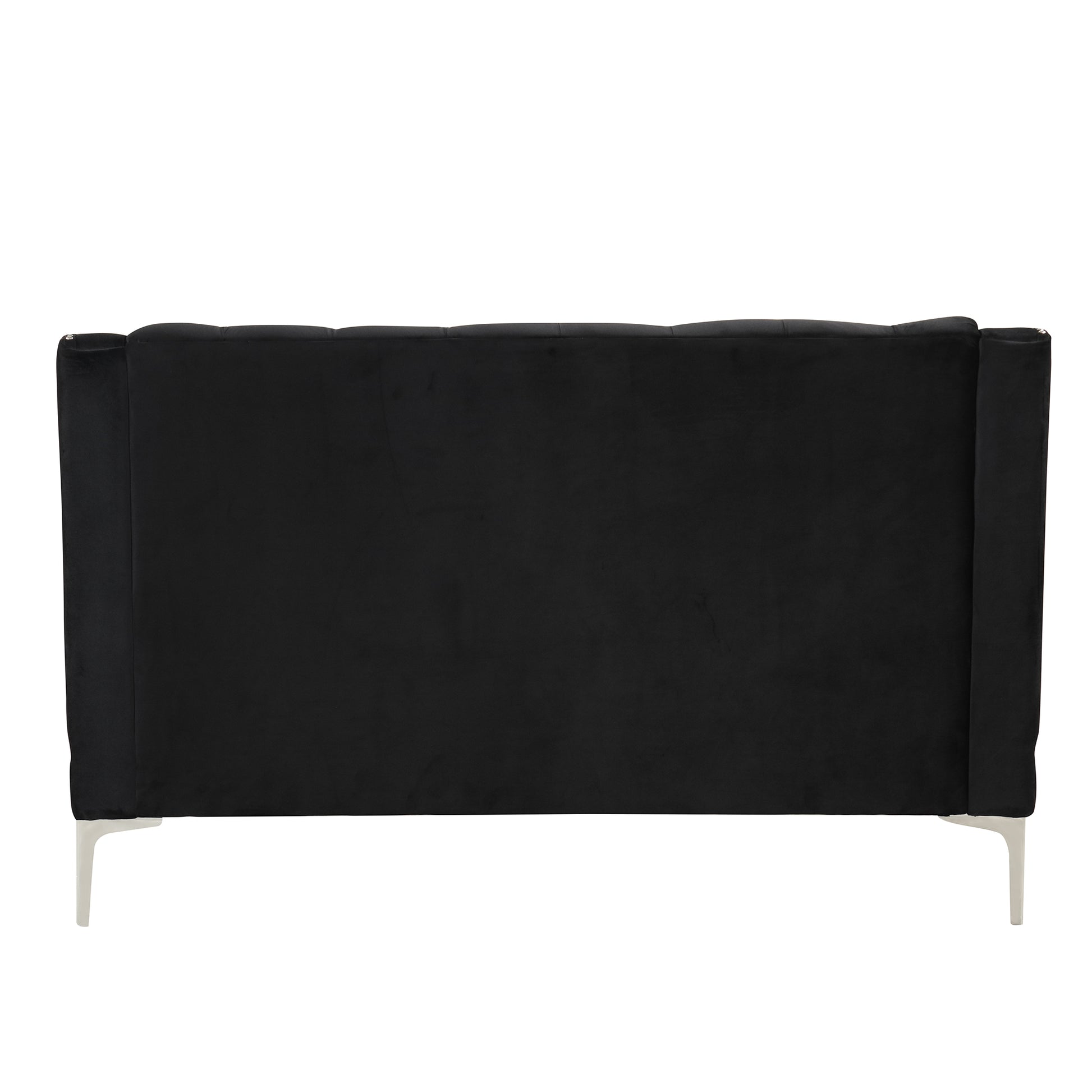 55.5" Modern Sofa Dutch Plush Upholstered Sofa With Metal Legs, Button Tufted Back Black Black Foam Polyester