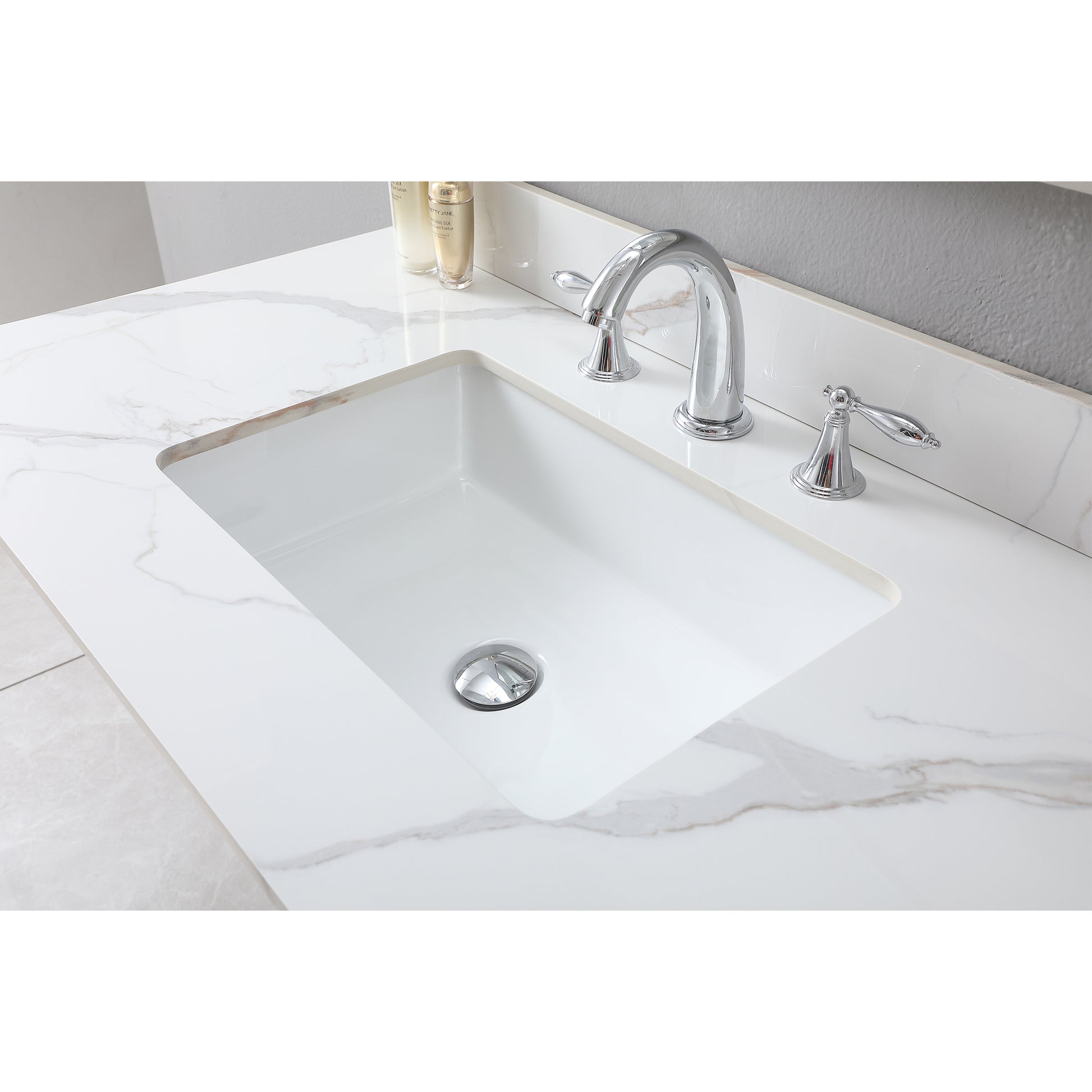 43X22Inch Bathroom Vantiy Top Sintered Stone Carrara Gold With 3 Faucet Hole For Bathroom Cabinet . White Sintered Stone