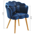 Velvet Wooden Foot Casual Lotus Chair With Waist Pillow Blue Blue Cotton Metal & Wood