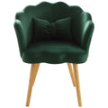 Velvet Wooden Foot Casual Lotus Chair With Waist Pillow Green Green Cotton Metal & Wood