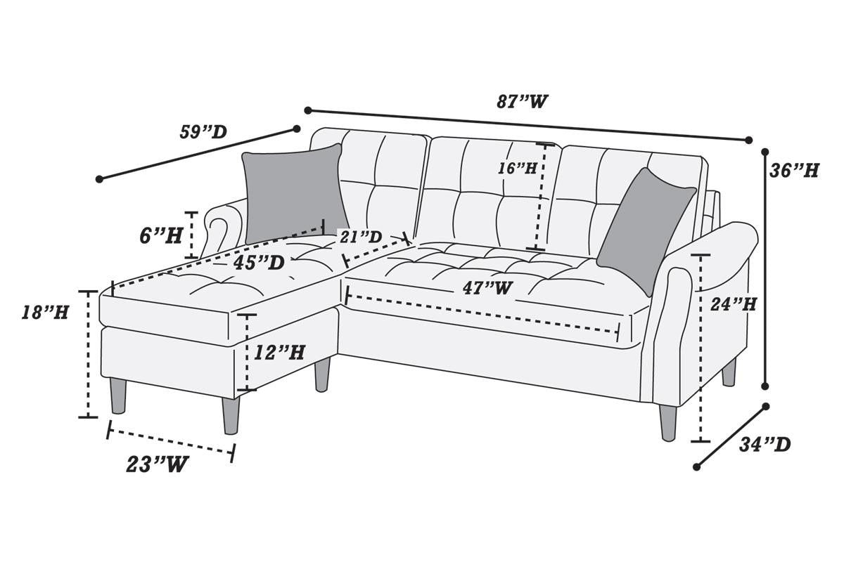 Living Room Corner Sectional Dark Coffee Polyfiber Chaise Sofa Reversible Sectional Coffee Primary Living Space Tufted Back Contemporary,Modern L Shaped Rubberwood Rolled Arms Solid Wood 4 Seat