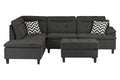 Living Room Furniture Charcoal Cushion Sectional W Ottoman Linen Like Fabric Sofa Chaise Charcoal Grey Wood Primary Living Space Tufted Back Classic,Contemporary,Modern L Shaped Pine Pillow Top Arms Solid Wood 4 Seat