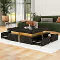 Modern Black Square Storage Coffee Table With 4 Drawers Black Mdf