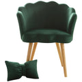 Velvet Wooden Foot Casual Lotus Chair With Waist Pillow Green Green Cotton Metal & Wood