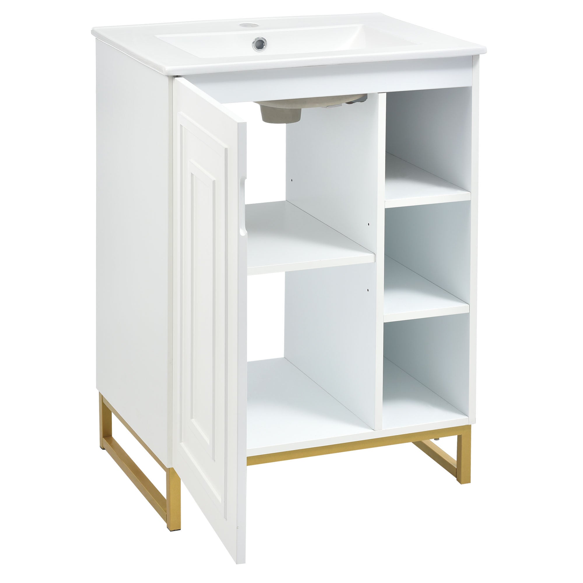 24inch White Bathroom Vanity Sink Combo for Small white-mdf