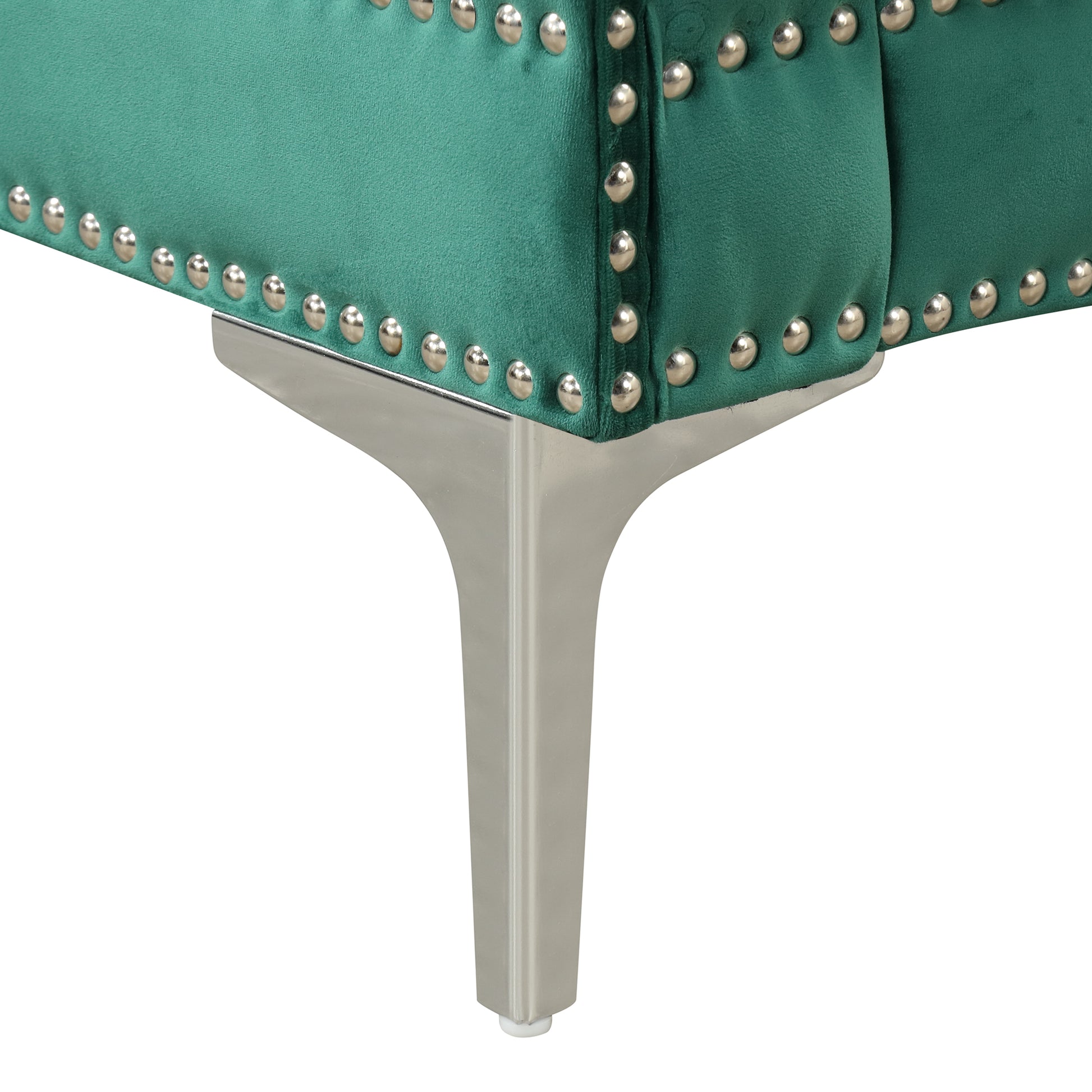 33.5" Modern Sofa Dutch Plush Upholstered Sofa With Metal Legs, Button Tufted Back Green Green Foam Polyester