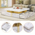 Modern White Square Storage Coffee Table With 4 Drawers White Mdf