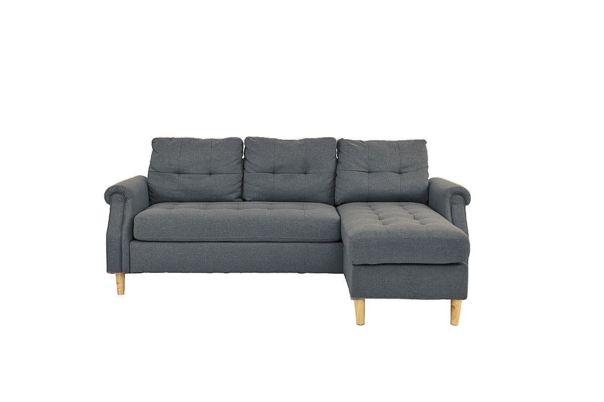 Living Room Corner Sectional Blue Grey Polyfiber Chaise Sofa Reversible Sectional Light Grey Blue Wood Primary Living Space Tufted Back Contemporary,Modern L Shaped Rolled Arms Solid Wood 4 Seat