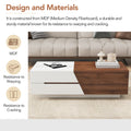 Modern Extendable Sliding Top Coffee Table With Storage In White&Walnut White Walnut Mdf