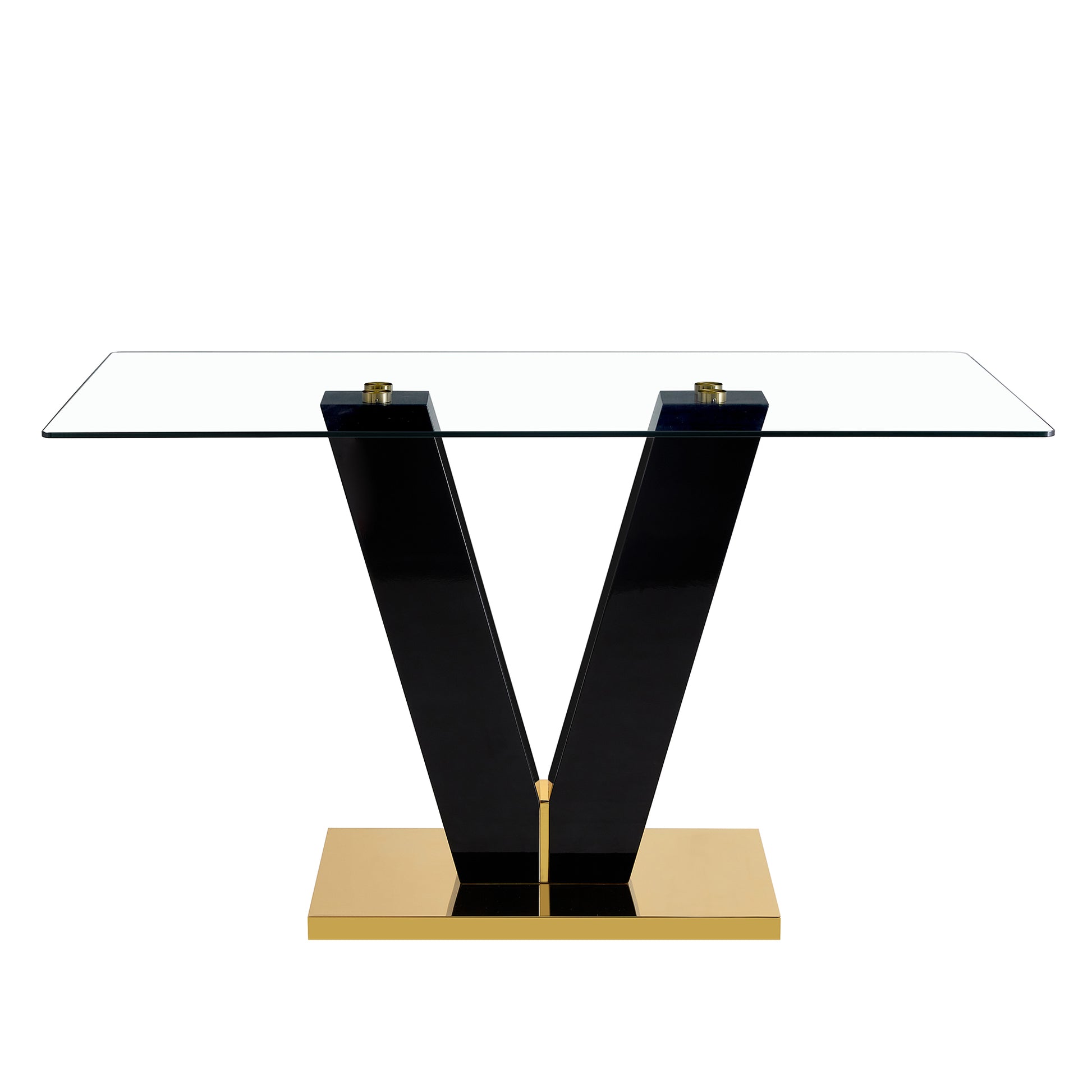 Large Modern Minimalist Rectangular Glass Dining Table For 6 8 With 0.39" Tempered Glass Tabletop And Mdf Slab V Shaped Bracket,For Kitchen Dining Living Meeting Room Banquet Hall F V 16090 Trb