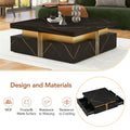 Modern Black Square Storage Coffee Table With 4 Drawers Black Mdf