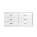 Wood Mdf Boards, 6 Drawers Dresser, White White Mdf