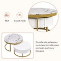 Modern Round Nesting Coffee Table With Drawers In White Golden White Mdf