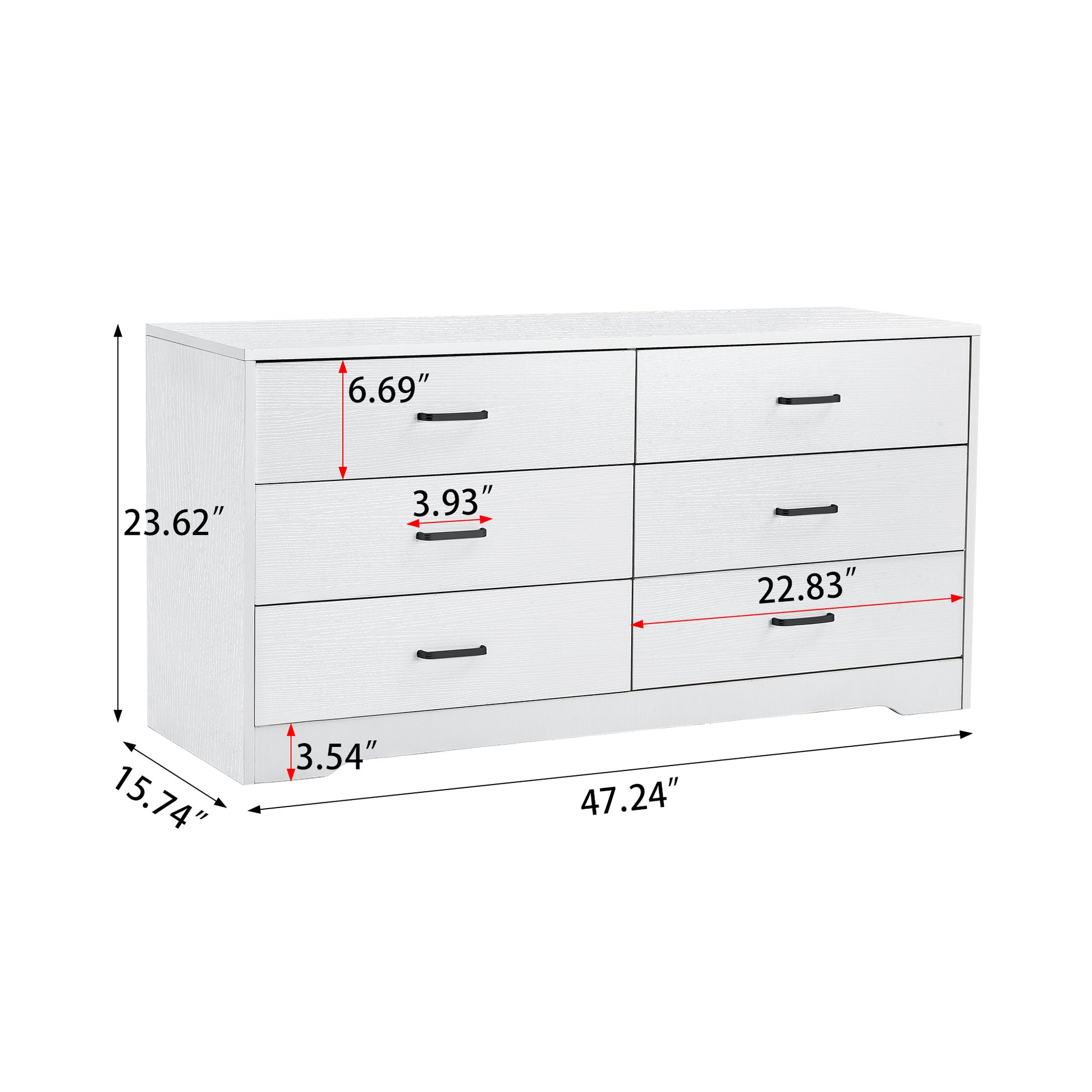 Wood Mdf Boards, 6 Drawers Dresser, White White Mdf