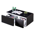 Smart Table Fridge, Multifunctional Coffee Table With Cooler And Frozen Black Tempered Glass