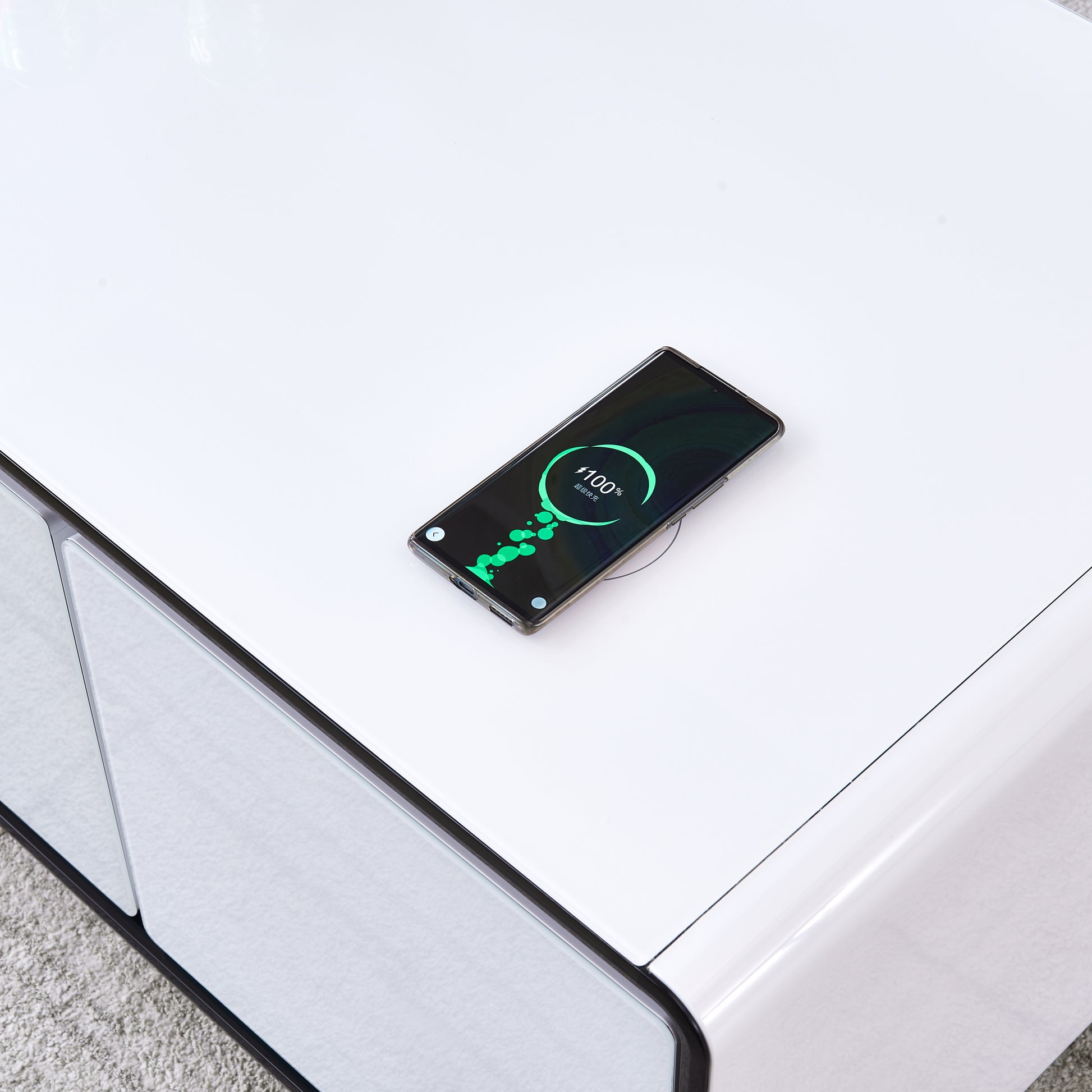 Smart Table Fridge, Multifunctional Coffee Table With Cooler And Frozen White Tempered Glass