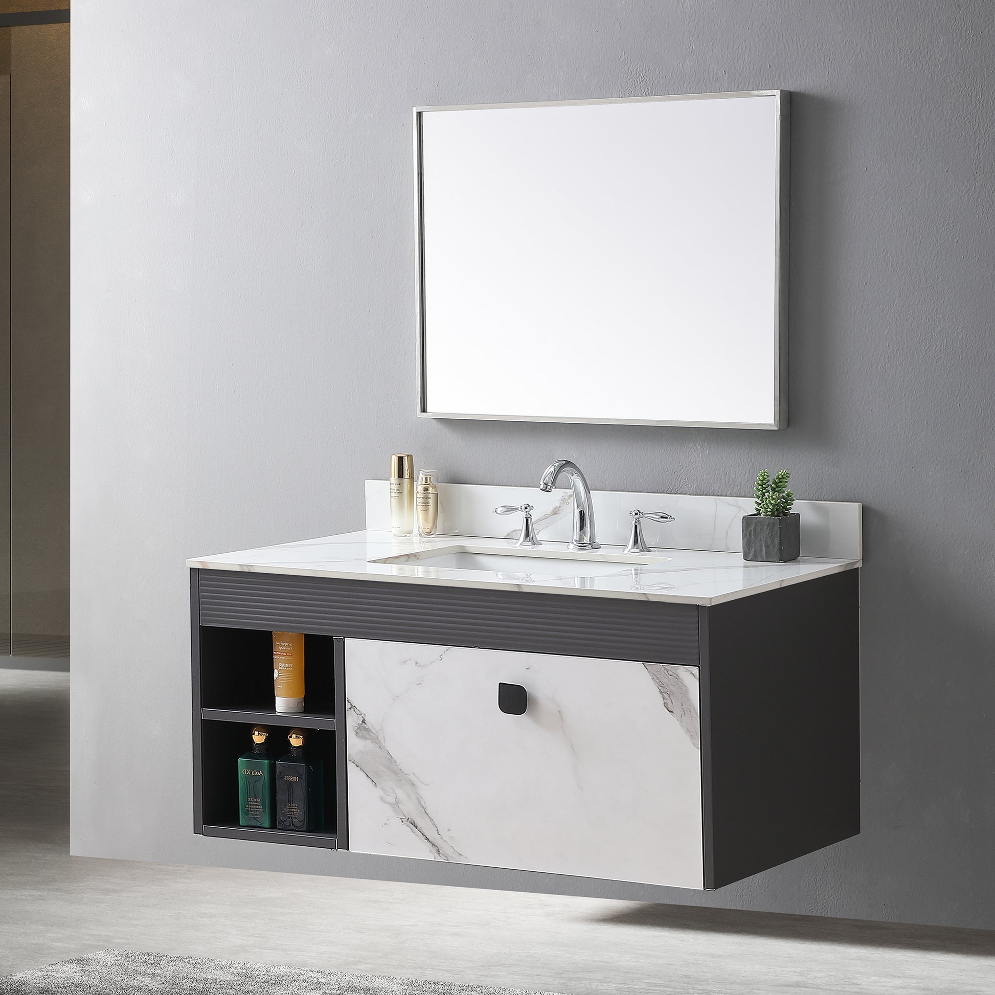 43X22Inch Bathroom Vantiy Top Sintered Stone Carrara Gold With 3 Faucet Hole For Bathroom Cabinet . White Sintered Stone