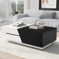 Modern Extendable Sliding Top Coffee Table With Storage In White&Black White Black Mdf