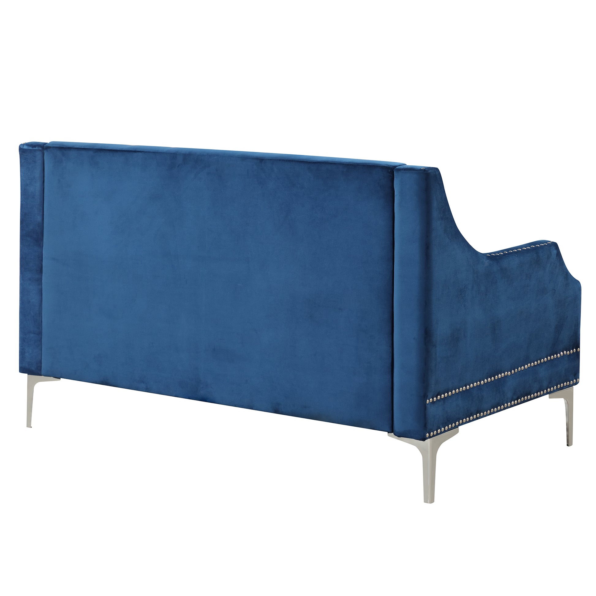 55.5" Modern Sofa Dutch Plush Upholstered Sofa With Metal Legs, Button Tufted Back Blue Blue Foam Polyester