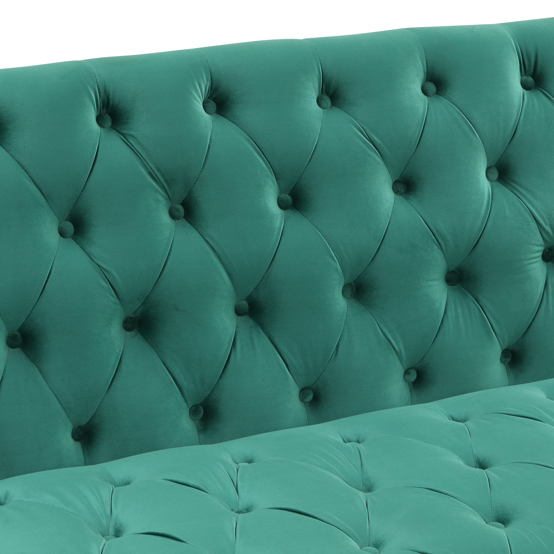 33.5" Modern Sofa Dutch Plush Upholstered Sofa With Metal Legs, Button Tufted Back Green Green Foam Polyester