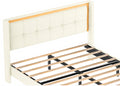 Queen Size Upholstered Bed With Headboard, Sturdy Wooden Slats, High Load Bearing Capacity, Non Slip And Noiseless, No Springs, Easy To Assemble, Beige Queen Beige Wood