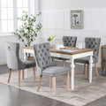 Nikki Collection Modern, High End Tufted Solid Wood Contemporary Flax Upholstered Linen Dining Chair With Wood Legs Trim 2 Pcs Set,Gray, Sw6801Gy Gray Dining Room Foam American Design Rubberwood Foam Linen