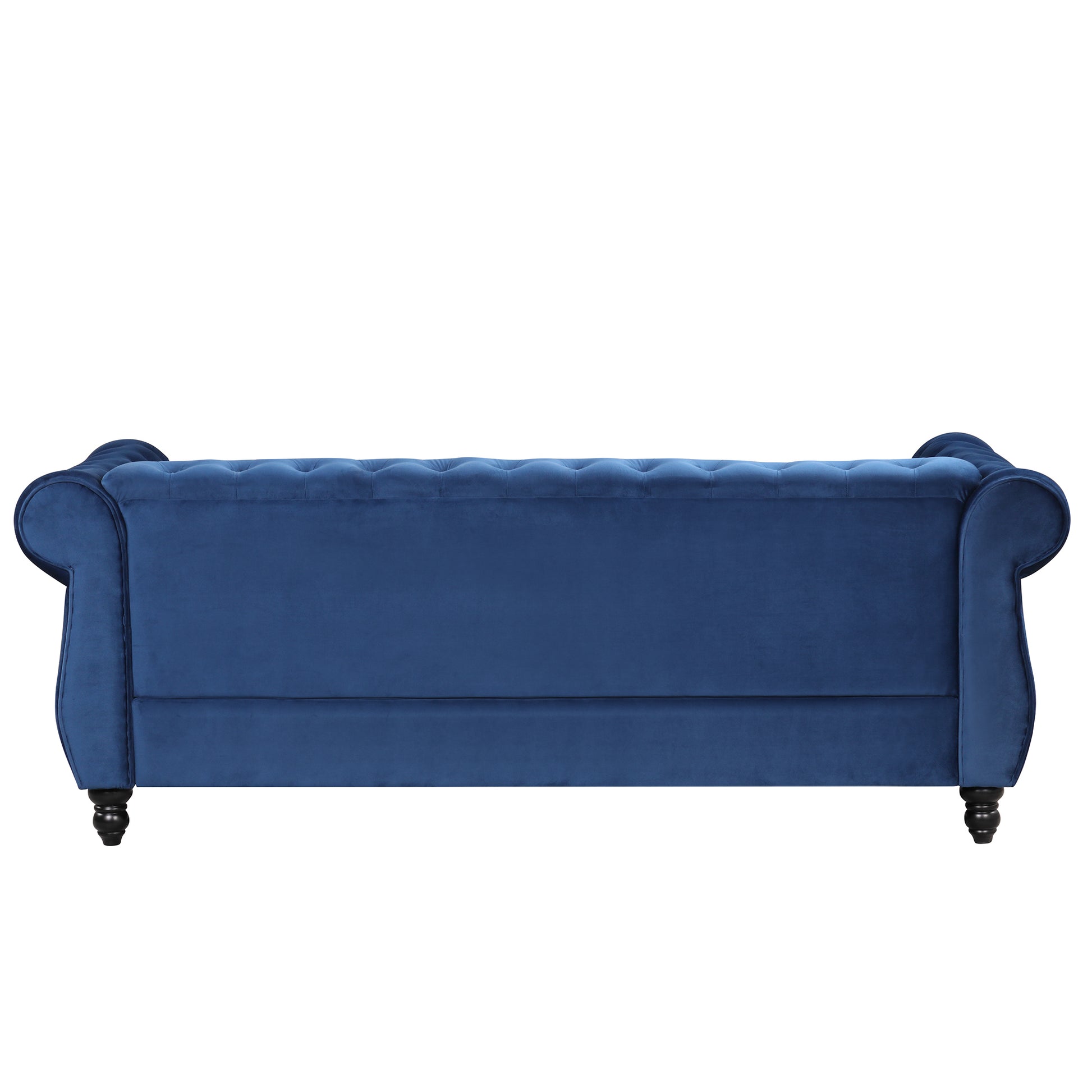 82" Modern Sofa Dutch Plush Upholstered Sofa, Solid Wood Legs, Buttoned Tufted Backrest, Blue Blue Foam Polyester