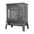 18 Inch 3D Flame Electric Infrared Quartz Fireplace Stove With Remote Control Powder Coated Electric Yes Antique Black Vent Free Yes Freestanding Tempered Glass Sheet Metal Electric