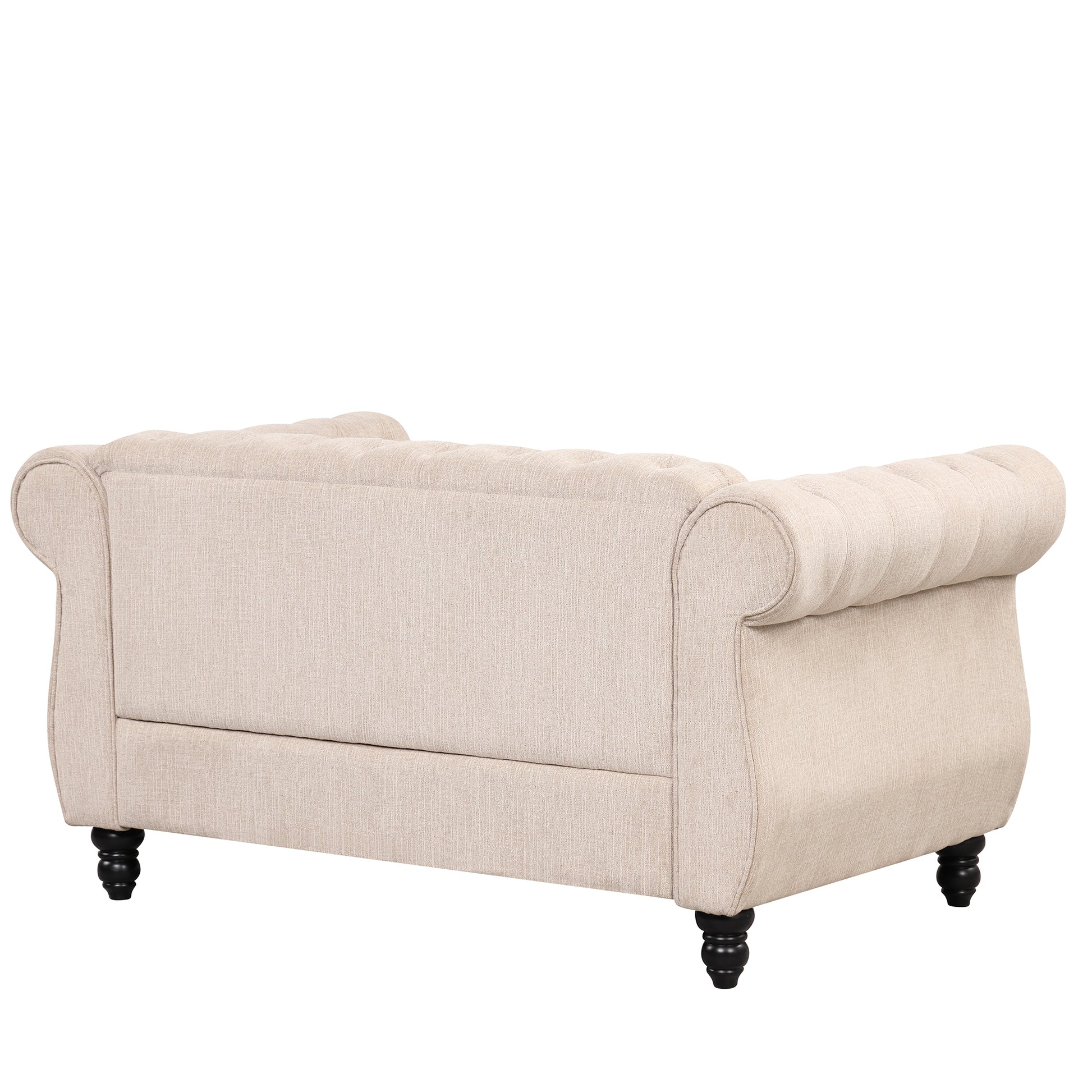 60" Modern Sofa Dutch Plush Upholstered Sofa, Solid Wood Legs, Buttoned Tufted Backrest, Beige Beige Foam Polyester 2 Seat