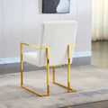 Modern Velvet Dining Arm Chair Set Of 1, Tufted Design And Gold Finish Stainless Base Beige Velvet