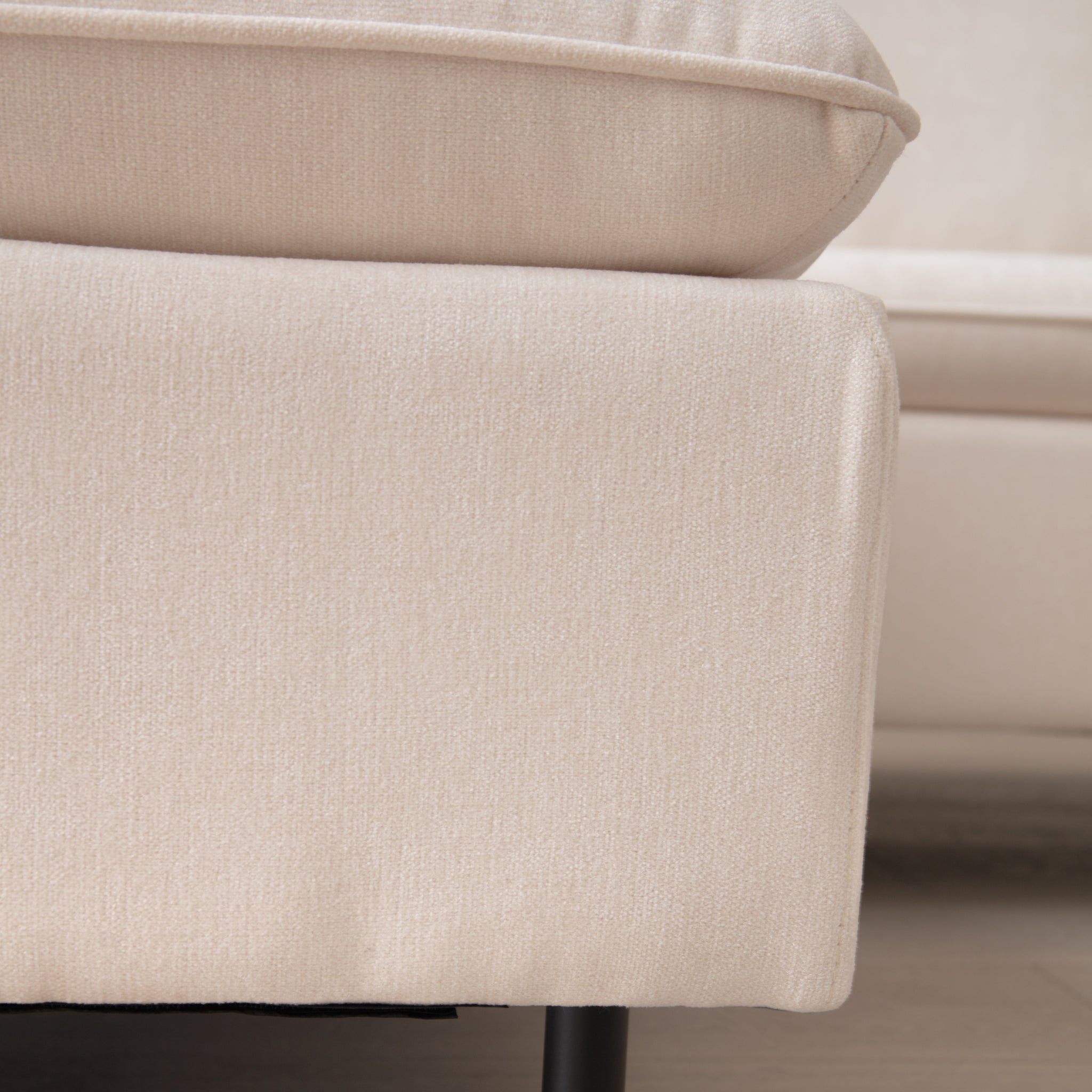 U Shaped linen sectional sofa with double beige-foam-fabric