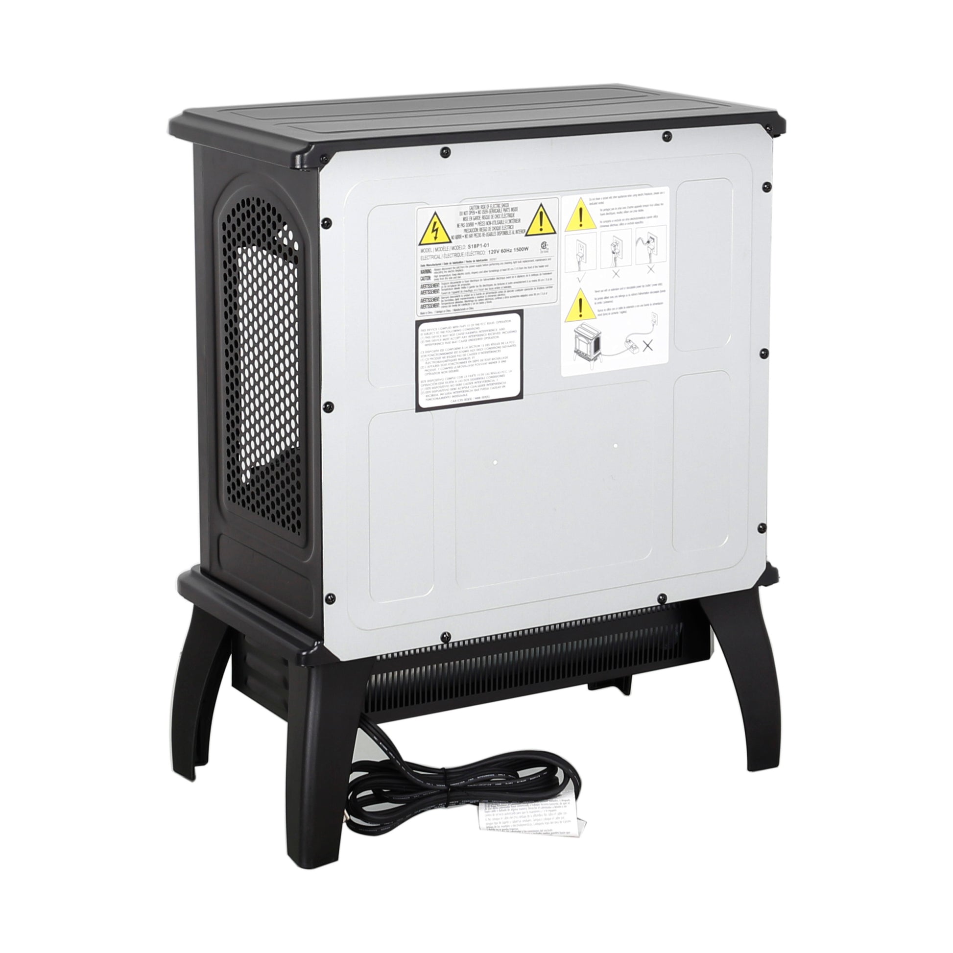 18 Inch 3D Flame Electric Infrared Quartz Fireplace Stove With Remote Control Powder Coated Electric Yes Antique Black Vent Free Yes Freestanding Tempered Glass Sheet Metal Electric